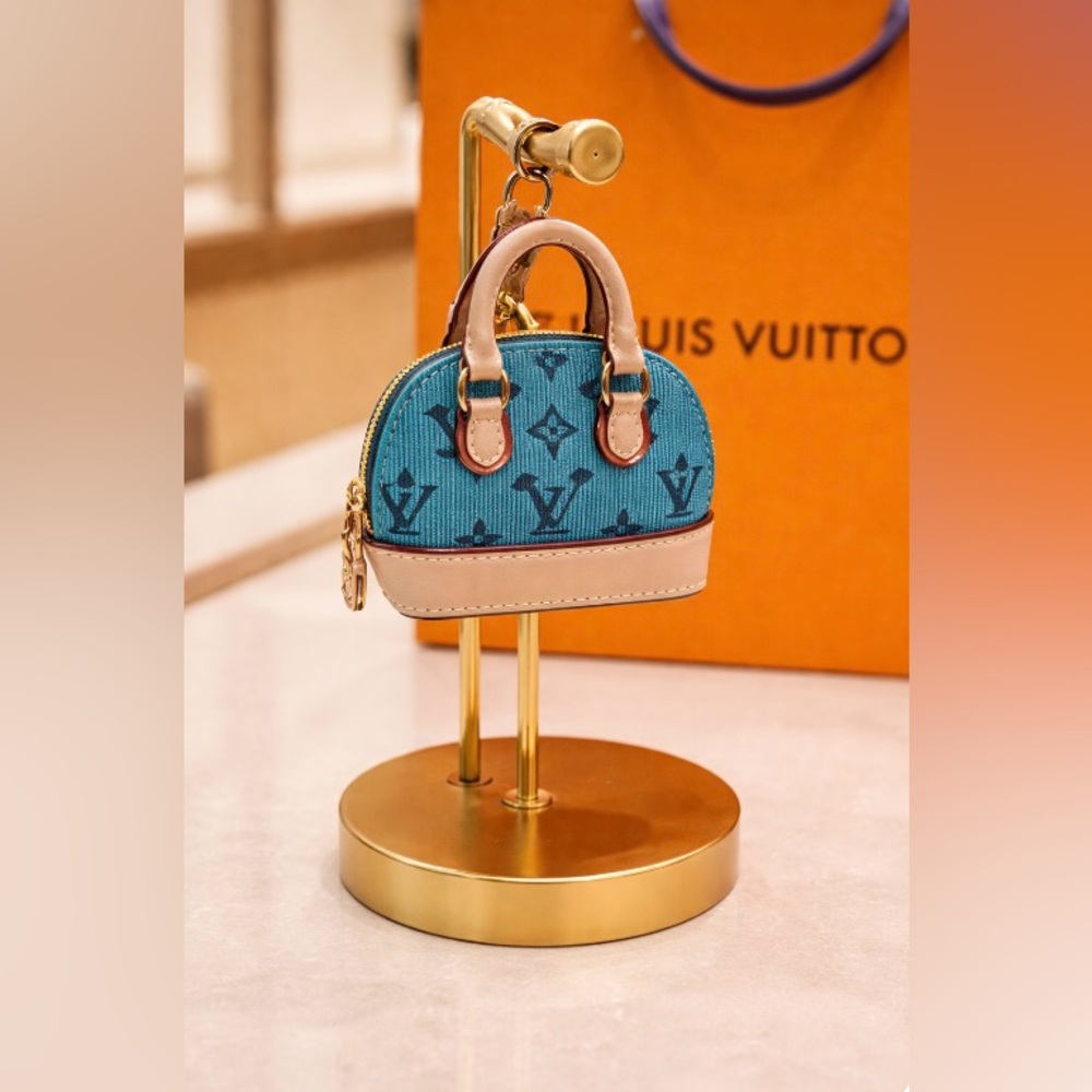 Luxury LV Blue Women's mini bag for key chain/ bag charm - with LV box